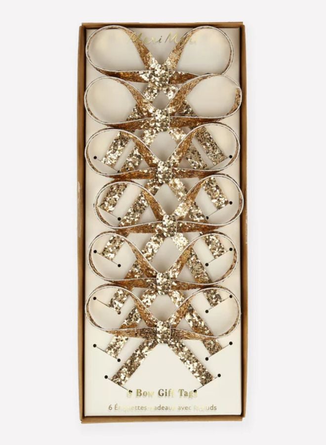 Meri Meri Glitter Bow Gift Tag Set - Image 1