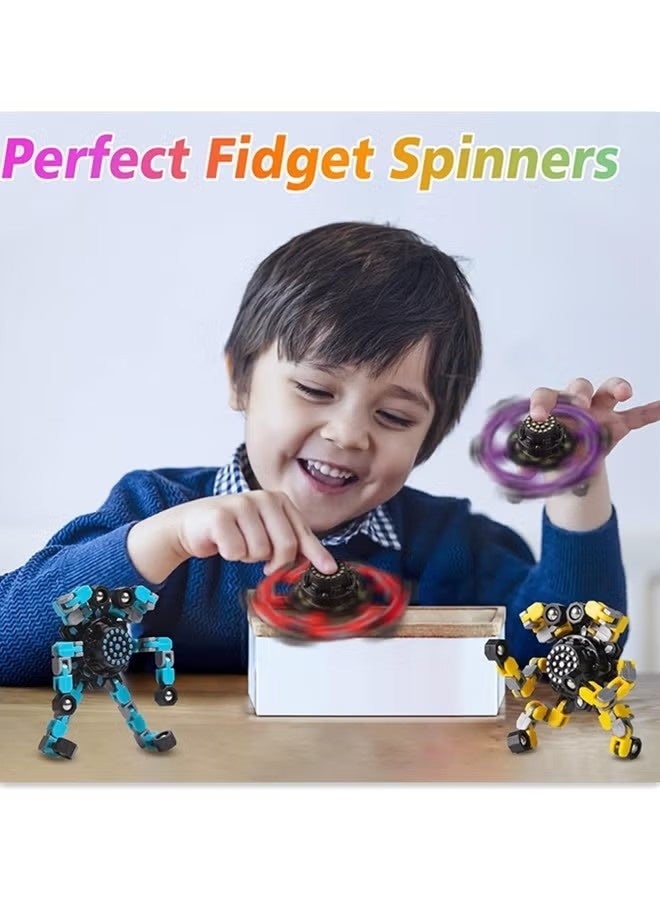 4 قطع من ألعاب فيدجيت سبينر قابلة للتحويل للأطفال والكبار، ألعاب حسية لتخفيف التوتر للأولاد والبنات، جيروسكوبات أطراف الأصابع لاضطراب فرط الحركة ونقص الانتباه والتوحد للأطفال، هدايا عيد الحب (4 قطع من ألعاب فيدجيت) - Image 3