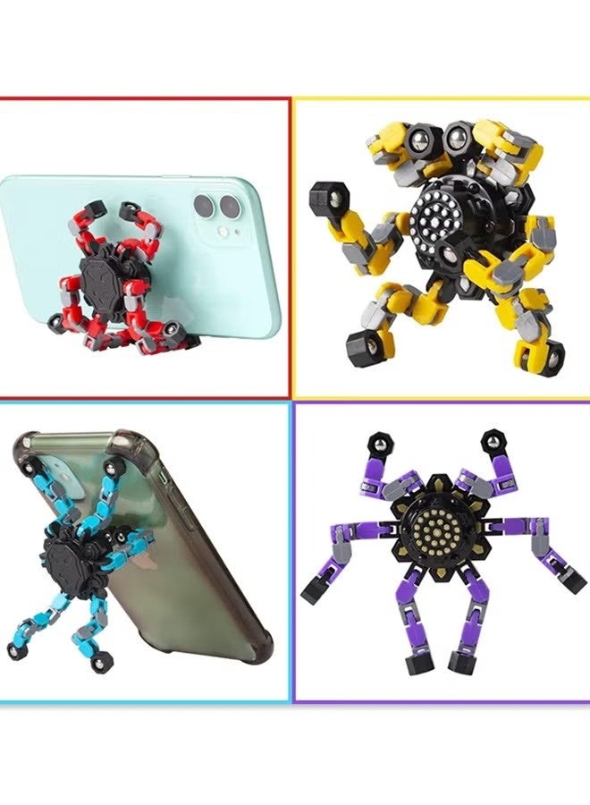 4 قطع من ألعاب فيدجيت سبينر قابلة للتحويل للأطفال والكبار، ألعاب حسية لتخفيف التوتر للأولاد والبنات، جيروسكوبات أطراف الأصابع لاضطراب فرط الحركة ونقص الانتباه والتوحد للأطفال، هدايا عيد الحب (4 قطع من ألعاب فيدجيت) - Image 5