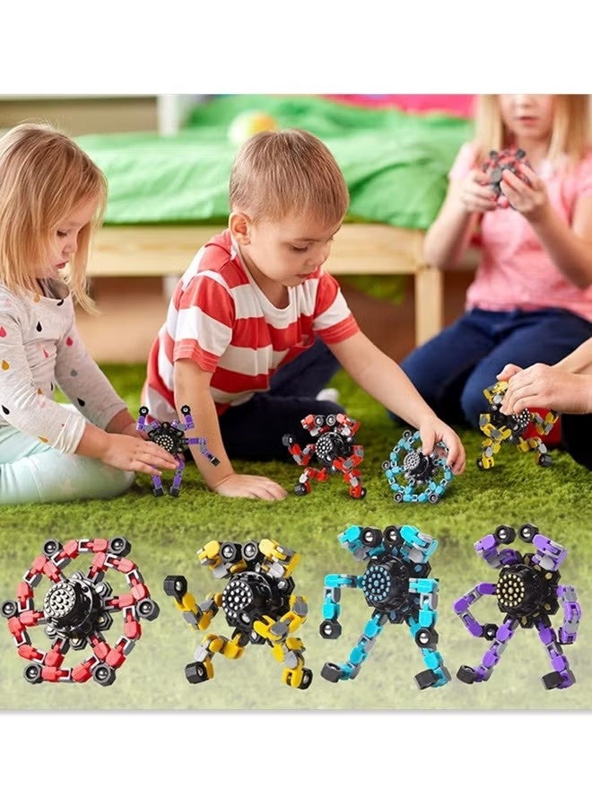 4 قطع من ألعاب فيدجيت سبينر قابلة للتحويل للأطفال والكبار، ألعاب حسية لتخفيف التوتر للأولاد والبنات، جيروسكوبات أطراف الأصابع لاضطراب فرط الحركة ونقص الانتباه والتوحد للأطفال، هدايا عيد الحب (4 قطع من ألعاب فيدجيت) - Image 2