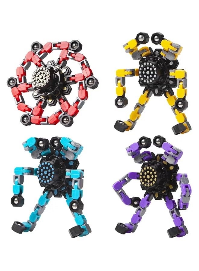 4 قطع من ألعاب فيدجيت سبينر قابلة للتحويل للأطفال والكبار، ألعاب حسية لتخفيف التوتر للأولاد والبنات، جيروسكوبات أطراف الأصابع لاضطراب فرط الحركة ونقص الانتباه والتوحد للأطفال، هدايا عيد الحب (4 قطع من ألعاب فيدجيت) - Image 1