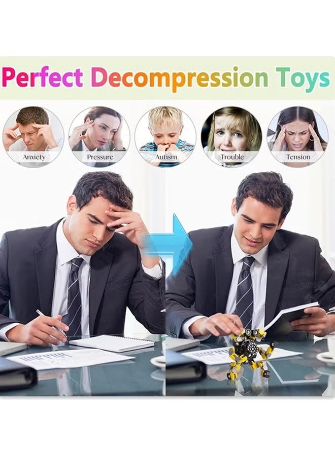 4 قطع من ألعاب فيدجيت سبينر قابلة للتحويل للأطفال والكبار، ألعاب حسية لتخفيف التوتر للأولاد والبنات، جيروسكوبات أطراف الأصابع لاضطراب فرط الحركة ونقص الانتباه والتوحد للأطفال، هدايا عيد الحب (4 قطع من ألعاب فيدجيت) - Image 4