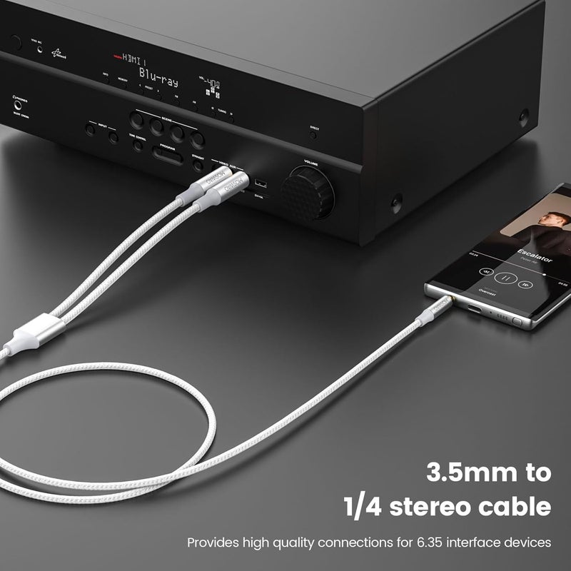 MOSWAG Assorted color options 3.5mm 1/8" TRS to Double 6.35mm 1/4" TS Mono Y-Cable 6.6FT/2Meter Splitter Cable,Stereo Audio Cord Compatible with Phone iPod Laptop Multimedia Speakers and Home Stereo Systems Reliable durability - Image 3