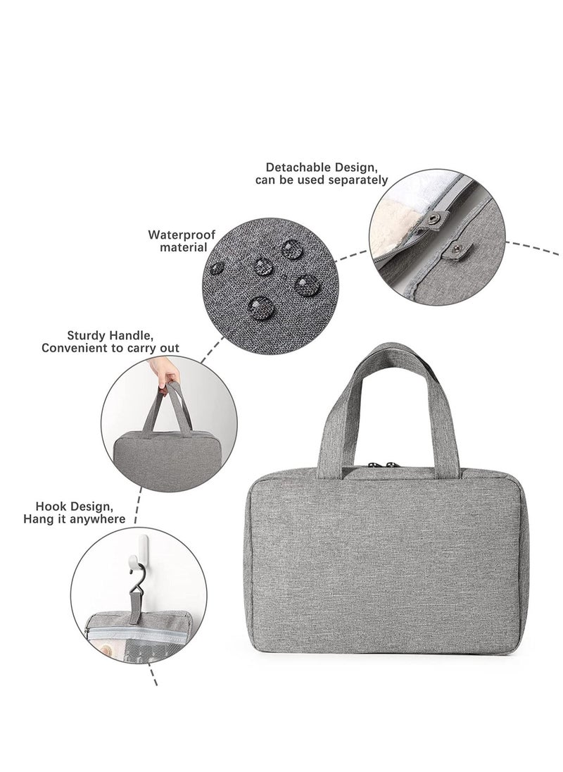 Excefore - Hanging Travel Toiletry Bag, Large Makeup Bag Organizer Cosmetic for Women, 4 Compartments Mens Full-Sized Shampoo, Container, Accessories-Gray - Image 1