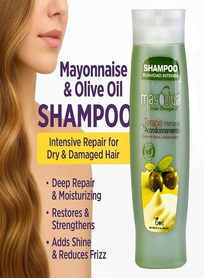 Mayoliva Mayonnaise & Olive Oil Shampoo, Intensive Repair for Dry & Damaged Hair, Deep Moisturizing Formula with Omega-3, Restores Shine, Strength & Softness - Anti-Frizz 11 oz - Image 2