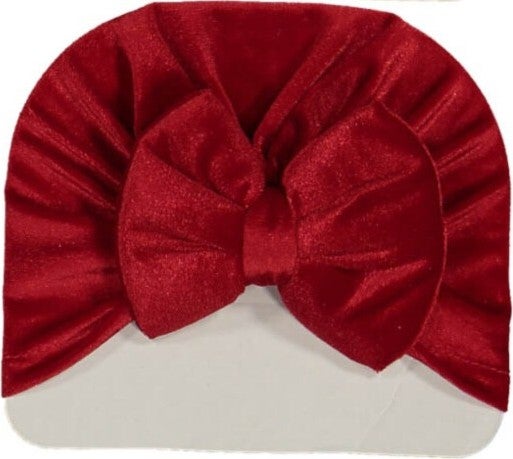 Bilge Trend Bow Velvet Baby Bonnet