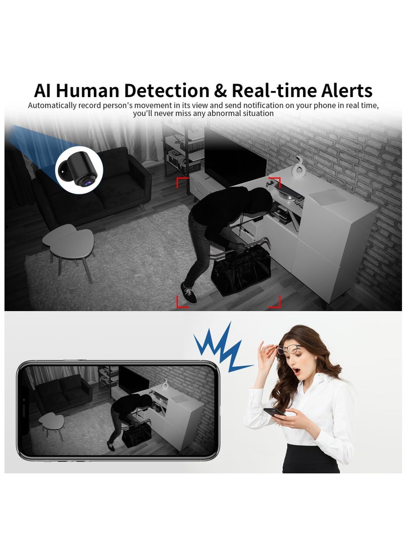 Excefore Tiny WiFi Camera for Home Security 1Pcs, Portable Battery Operated Camera with IR Night Vision, Human Detection, 136° Wide Angle, Baby Monitor Small Motion Activated Camera  - Image 3