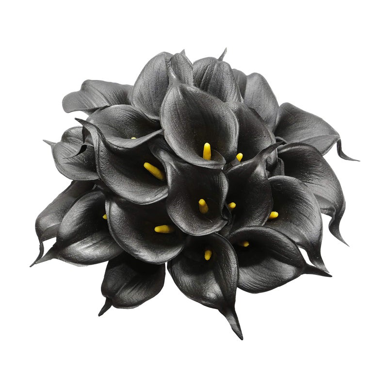 DuHouse 20Pcs Artificial Calla Lily Flower Real Touch Latex Flowers for DIY Wedding Bouquet Party Home Decor Black - Image 2