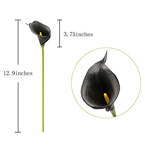 DuHouse 20Pcs Artificial Calla Lily Flower Real Touch Latex Flowers for DIY Wedding Bouquet Party Home Decor Black - Image 3