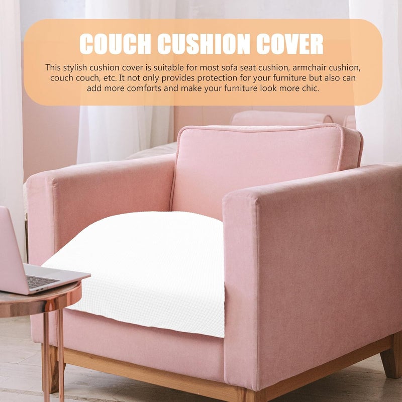 MAGICLULU Elastic Jacquard Plush Couch Cushion Cover, Full Wrap Sofa Seat Slipcover, Stretch Armchair Cushion Cover for Living Room Furniture Protection - Image 5