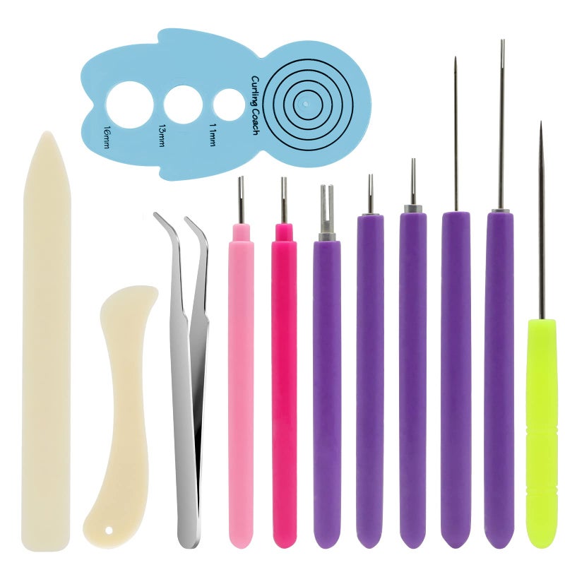 Paper Quilling Tools 12 Pack Assorted Sizes Rolling Curling Quilling Needle Pen for Art Craft DIY Paper Cardmaking Project