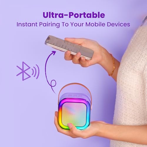IROO Mini Karaoke Machine for Kids, 2025 TOP Toys Christmas Birthday Gifts Ideas for Girls Ages 4, 5, 6, 7, 8, 9, 10, 12+ Years Old, Portable MP3 Player with 2 Wireless Mics for Party - Image 5