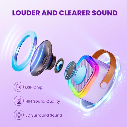 IROO Mini Karaoke Machine for Kids, 2025 TOP Toys Christmas Birthday Gifts Ideas for Girls Ages 4, 5, 6, 7, 8, 9, 10, 12+ Years Old, Portable MP3 Player with 2 Wireless Mics for Party - Image 2