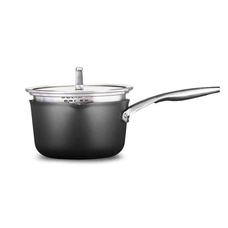 Calphalon Premier Hard-Anodized Nonstick 3.5-Quart Sauce Pan with Lid, Black, 3.5 QT - Image 1