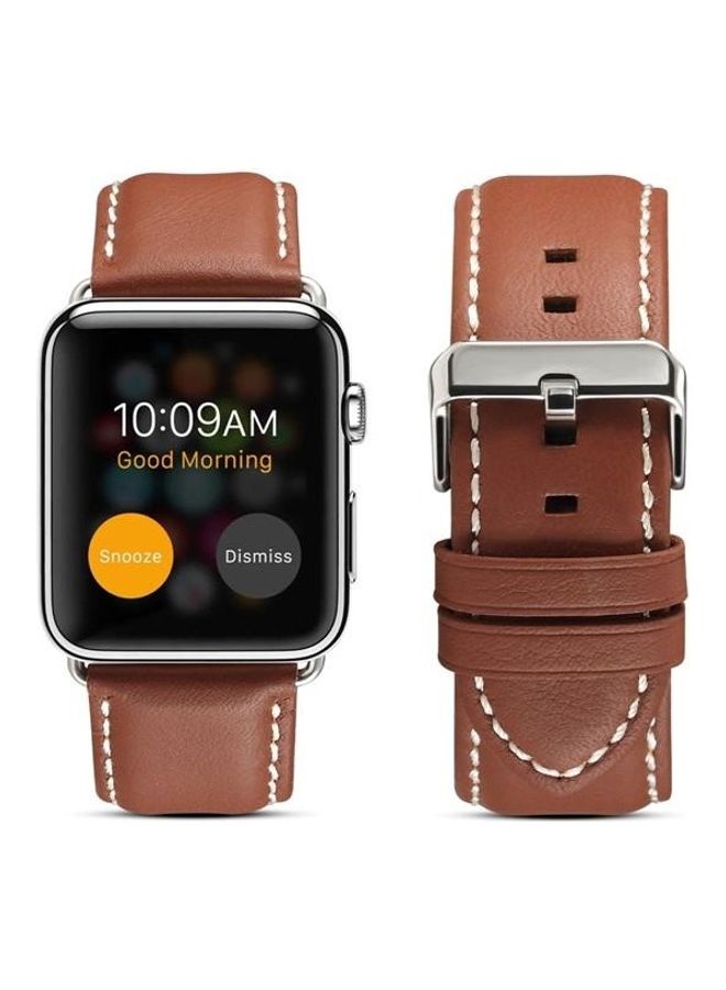 NIBEMINENT Replacement Watchband for Apple Watch Series 7/6/5/4/3/2/1/SE 38/40/41mm Light Brown - Image 1