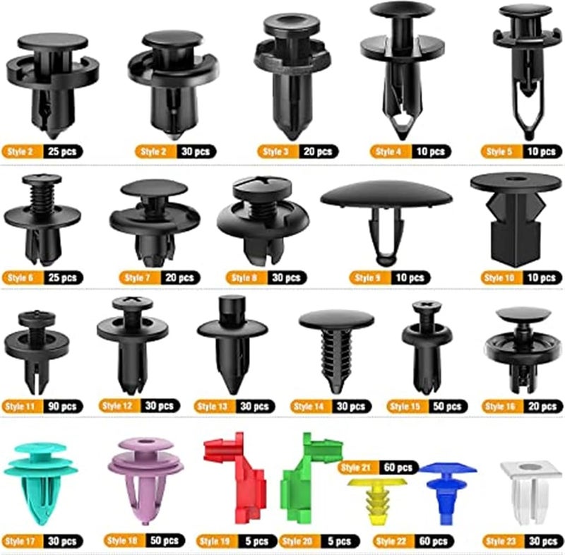 U-HOOME Car Push Retainer Clips &Auto Fasteners Assortment,723Pcs Plastic Car Retainer Clips,23 Most Popular Sizes Bumper Clips Plastic Push Rivets Fender Clips Door Panel Clips for Toyota Ford Honda Chrysler - Image 2