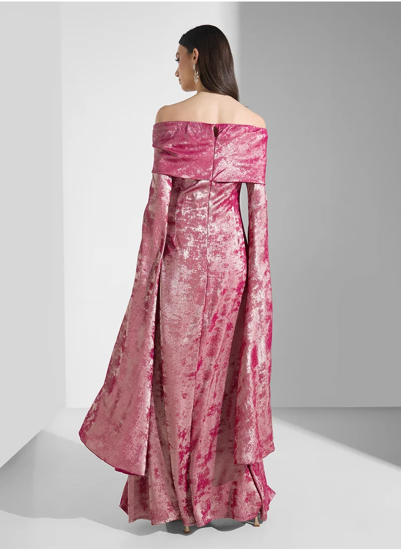 Golden Apple Off Shoulder Maxi Dress