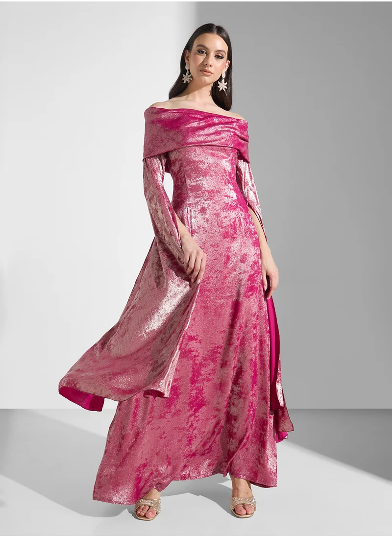 Golden Apple Off Shoulder Maxi Dress