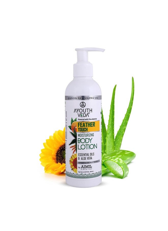 AYOUTHVEDA - Feather Touch Moisturizing Body Lotion| Powered With Pro-Vitamins, 5 Essential Oils & Aloevera|Suitable For Normal To Dry Skin| Helps To Repair Damage Skin(Pack Of 1;200Ml) - Image 1
