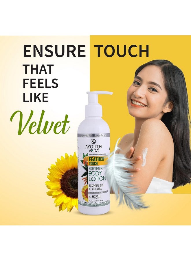 AYOUTHVEDA - Feather Touch Moisturizing Body Lotion| Powered With Pro-Vitamins, 5 Essential Oils & Aloevera|Suitable For Normal To Dry Skin| Helps To Repair Damage Skin(Pack Of 1;200Ml) - Image 1