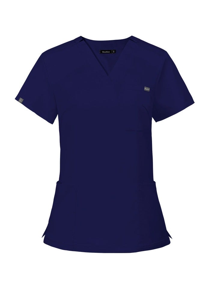 NiaaHinn Premium Professional V-neck Stretch Medical Scrubs (Navy Blue) - Image 4