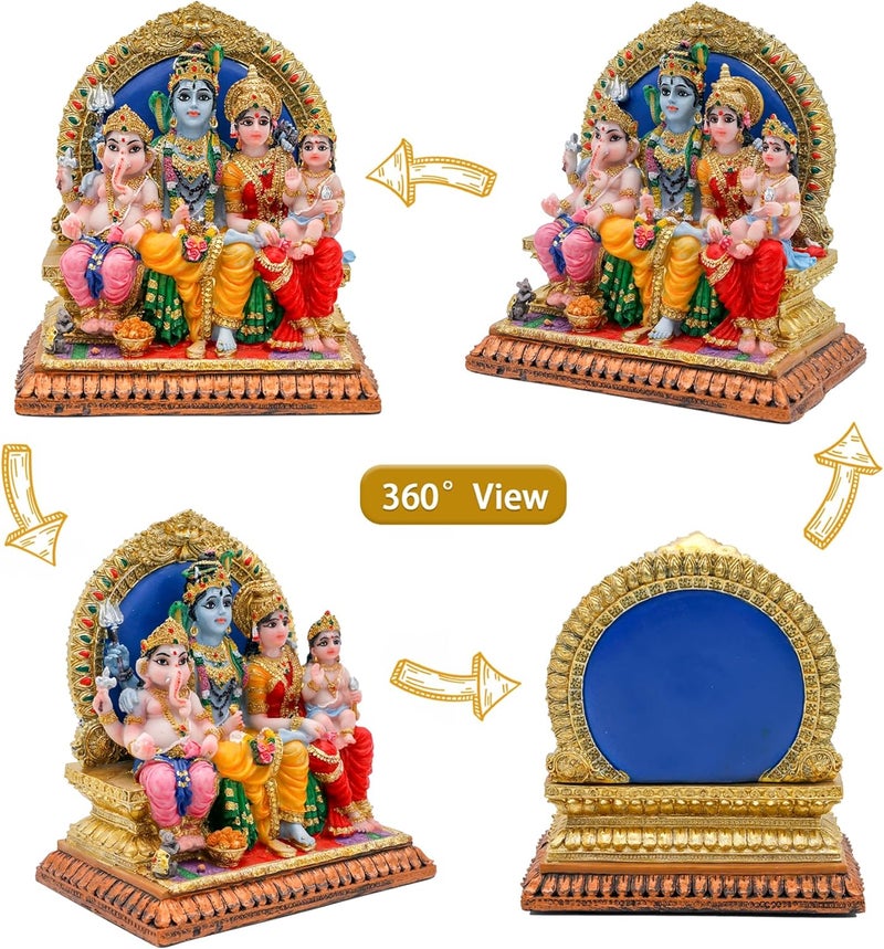 alikiki Full Shiva Family Statue - 5.1Inch Murti Shiva Family Diwali Gift Pooja Item Puja Gifts for Indian Friends Man Woman Family Home Temple Office Mandir Altar Shine Yoga Studio Meditation Room - Image 2