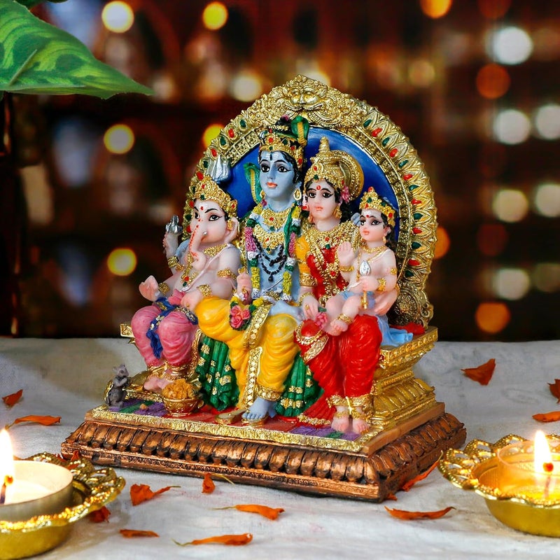 alikiki Full Shiva Family Statue - 5.1Inch Murti Shiva Family Diwali Gift Pooja Item Puja Gifts for Indian Friends Man Woman Family Home Temple Office Mandir Altar Shine Yoga Studio Meditation Room - Image 4