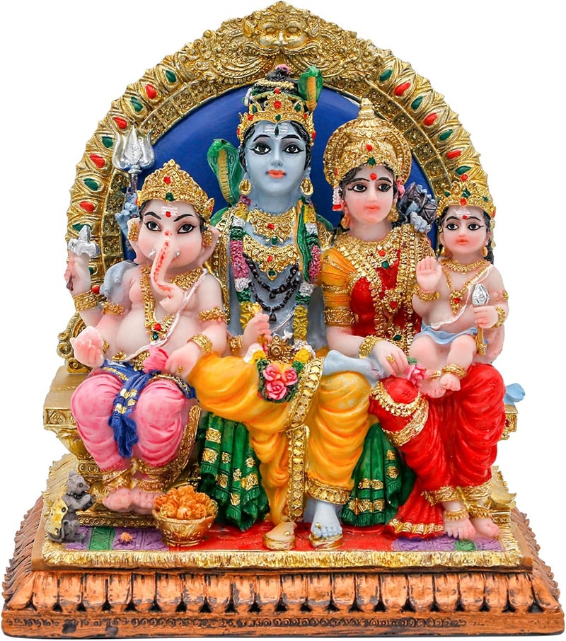 alikiki Full Shiva Family Statue - 5.1Inch Murti Shiva Family Diwali Gift Pooja Item Puja Gifts for Indian Friends Man Woman Family Home Temple Office Mandir Altar Shine Yoga Studio Meditation Room - Image 1