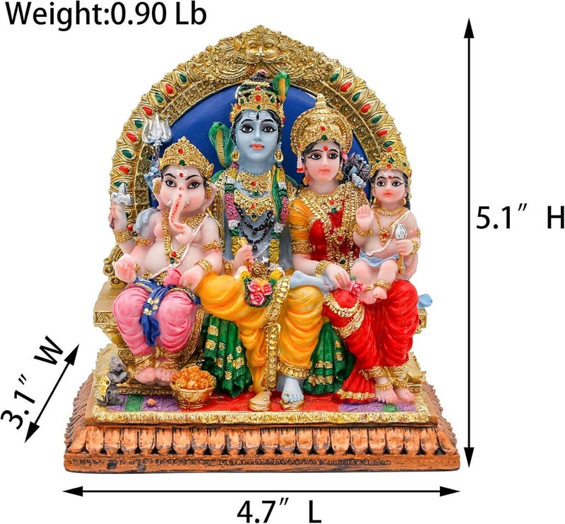 alikiki Full Shiva Family Statue - 5.1Inch Murti Shiva Family Diwali Gift Pooja Item Puja Gifts for Indian Friends Man Woman Family Home Temple Office Mandir Altar Shine Yoga Studio Meditation Room - Image 5