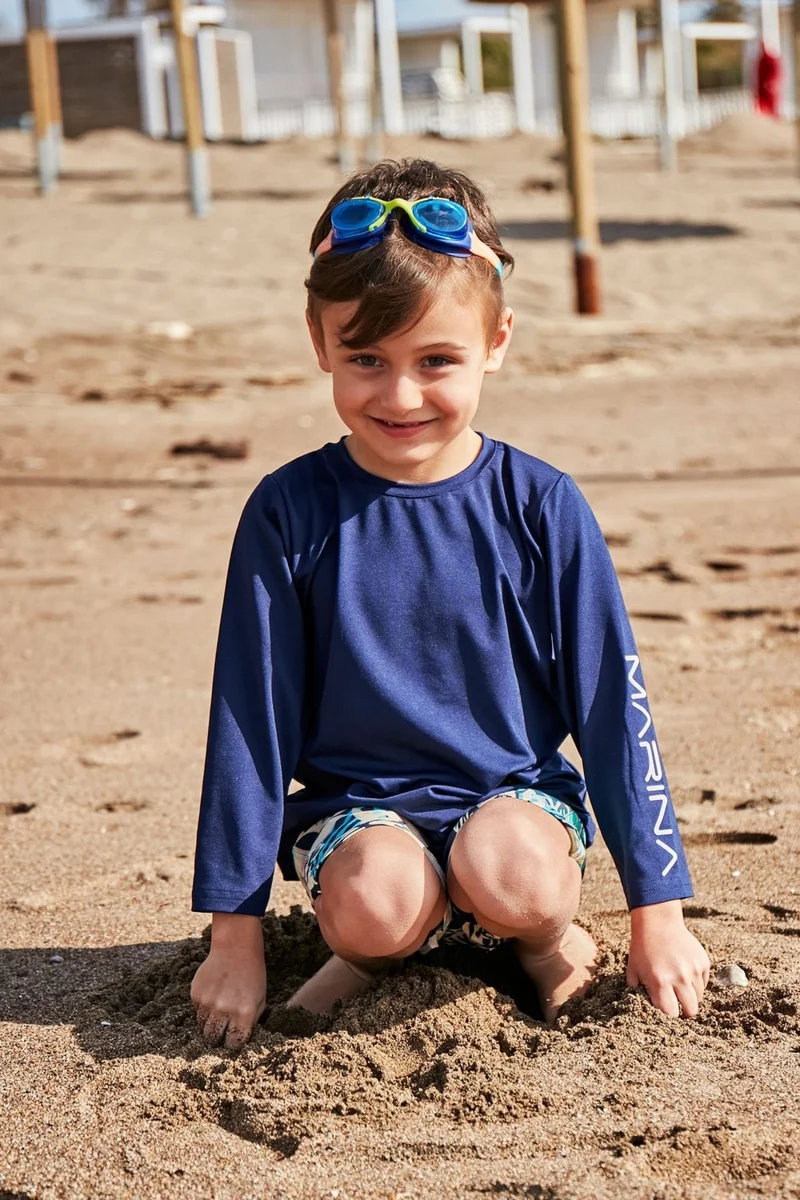 Marina Boy Navy Blue Swimming T-Shirt T2451