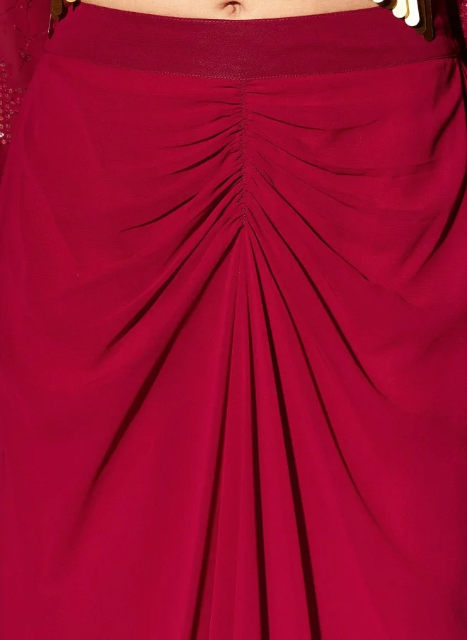 Indo Street Embellished V-Neck Top With Skirt For Women