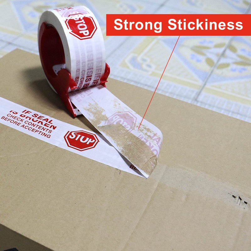 BOMEI PACK Stop Sign Sealing Tape,Pre-Printed IF Seal is Broken Check Contents Before Accepting Packing Tape with Dispenser 2 Inch x 110 Yards Heavy Duty Shipping Tape for Moving,Sealing - Image 4