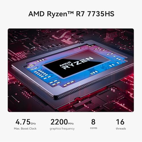 Beelink SER5 MAX Mini PC,AMD Ryzen 7 7735HS(up to 4.75GHz,8C/16T), Mini Computer 24GB LPDDR5 RAM 1TB PCIe4.0 X4 SSD, 4K Triple Display, WiFi 6, BT 5.4,RJ45 2.5G LAN - Image 2