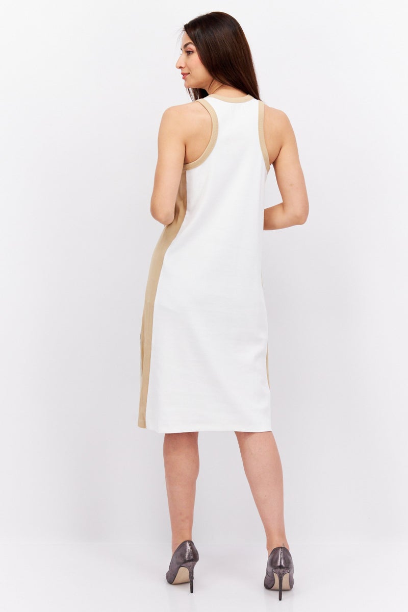 ESPRIT Women Crew Neck Sleeveless Knitted Midi Dress, White - Image 3