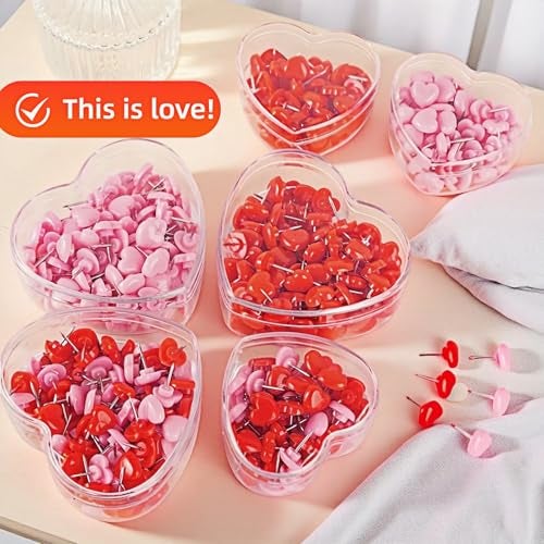 RyanDesign Heart Push Pins,Corkboard Nails for Office/Home Decor-Durable Decorative Push Pins for Bulletin Board,Photos,Notes,DIY Crafts,Soft Corkboard,Reusable&Cute Wall Decor (Red Pink Mixed Heart Box 100PACK) - Image 5