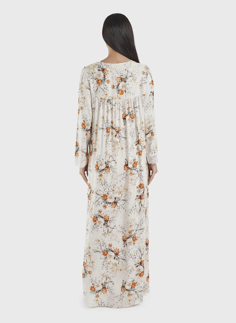 Kashkha  Viscose Floral Print Nightwear Dress (CNH441) for Women | Best Price UAE