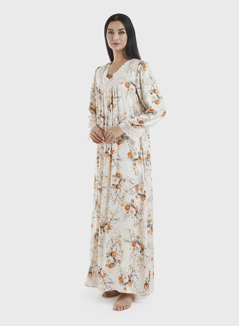 Kashkha  Viscose Floral Print Nightwear Dress (CNH441) for Women | Best Price UAE