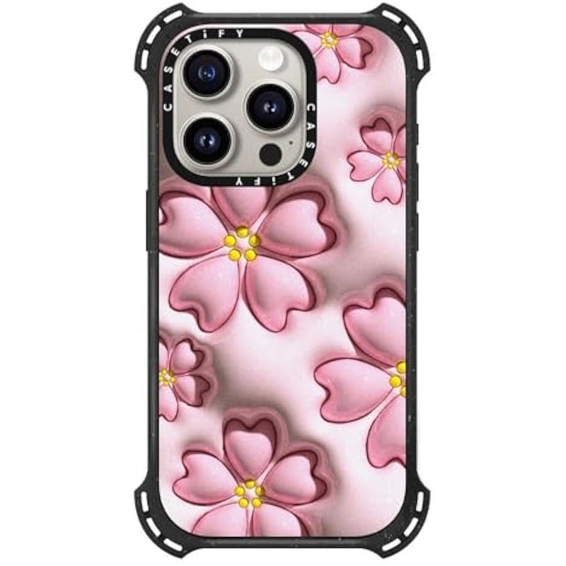 Casetify Bounce iPhone 15 Pro Case 【6X Military Grade Drop Tested / 21.3ft Drop Protection/Compatible with Magsafe】 - Sakura - Triple Black - Image 1
