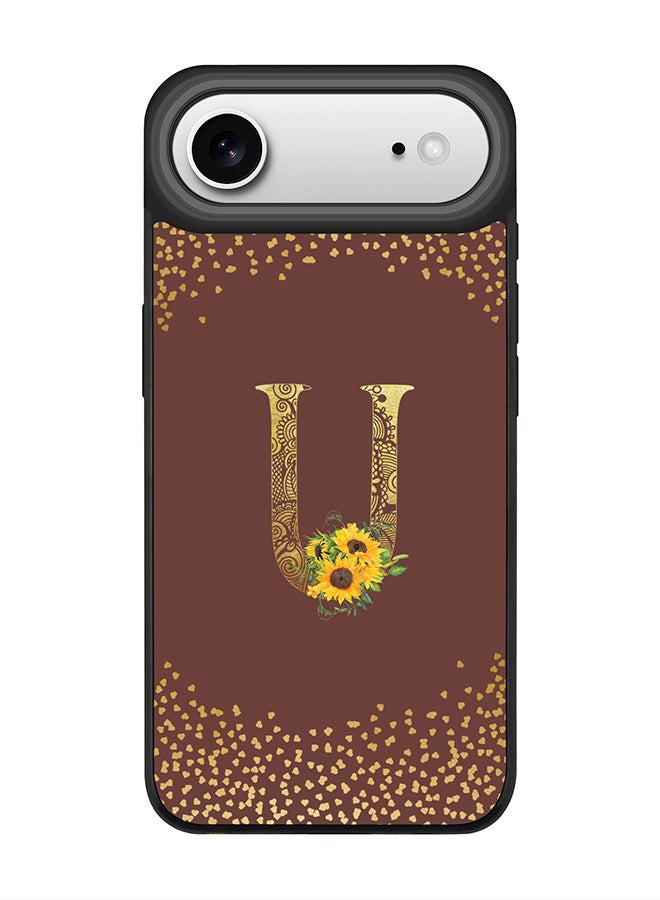 Stylizedd iPhone Air Case, [Compatible with MagSafe] Slim Magnetic cover Phone Case iPhone Air -Custom Floral Monogram - U  (Brown ) - Image 1