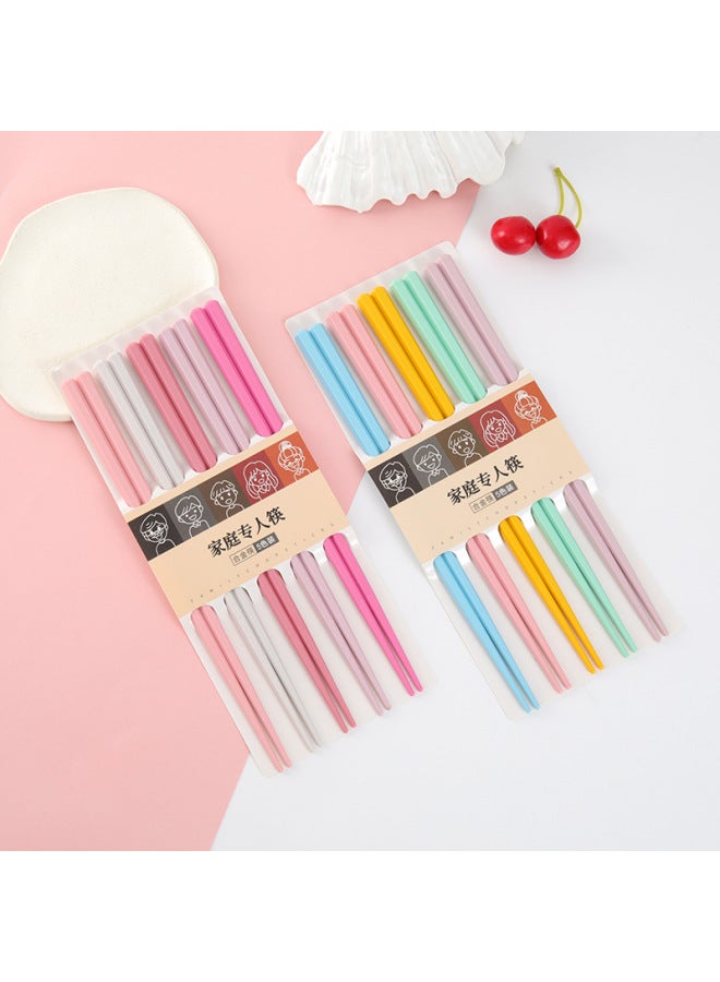 Direct Supply Live Broadcast Color Chinese Alloy Chopsticks Household Non-mildew Oblique Non-slip Chopsticks Wholesale-Specifications:24cm Macaron Color Diamond Faceted Chopsticks 5 Pairs Per Card  - Image 2