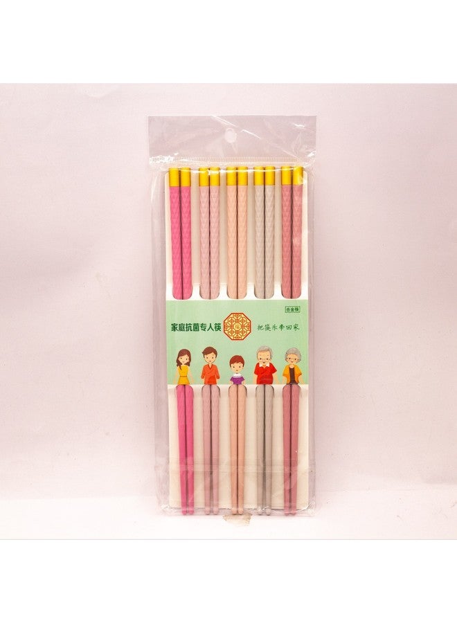 Direct Supply Live Broadcast Color Chinese Alloy Chopsticks Household Non-mildew Oblique Non-slip Chopsticks Wholesale-Specifications:24cm Macaron Color Diamond Faceted Chopsticks 5 Pairs Per Card  - Image 1
