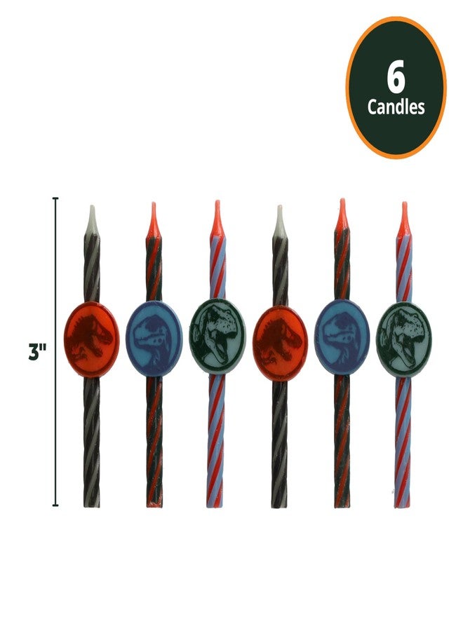 DecoPac Jurassic World Birthday Cake Candles | 6 Birthday Candles for Cake Decorations, Multicolored Striped Dinosaur Candles, Cake Toppers for Jurassic World Party - Image 3