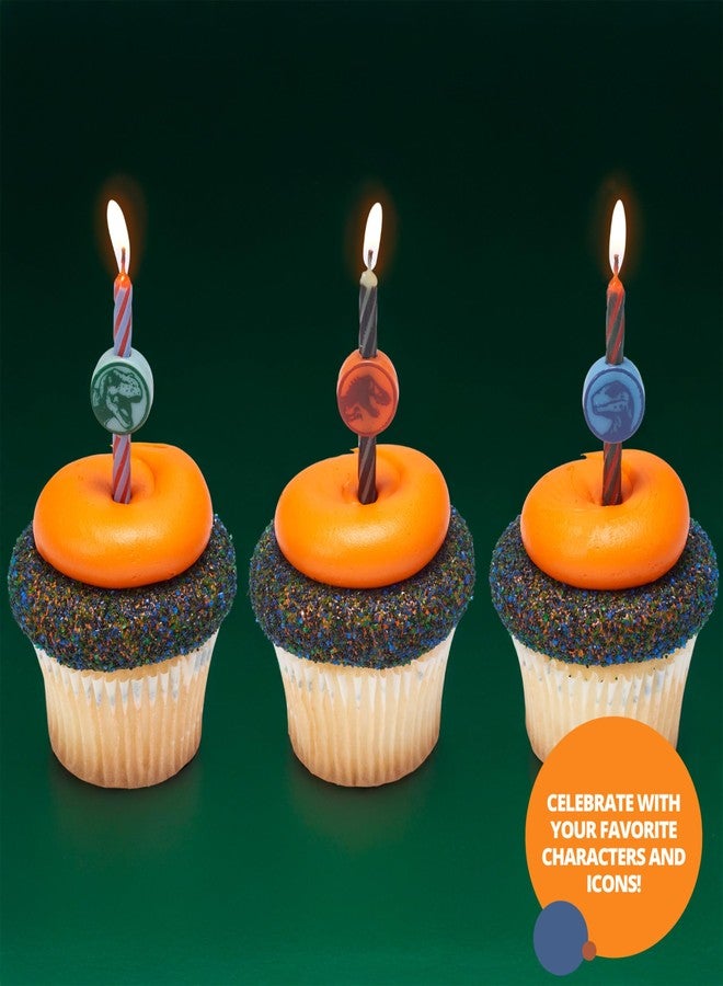DecoPac Jurassic World Birthday Cake Candles | 6 Birthday Candles for Cake Decorations, Multicolored Striped Dinosaur Candles, Cake Toppers for Jurassic World Party - Image 2