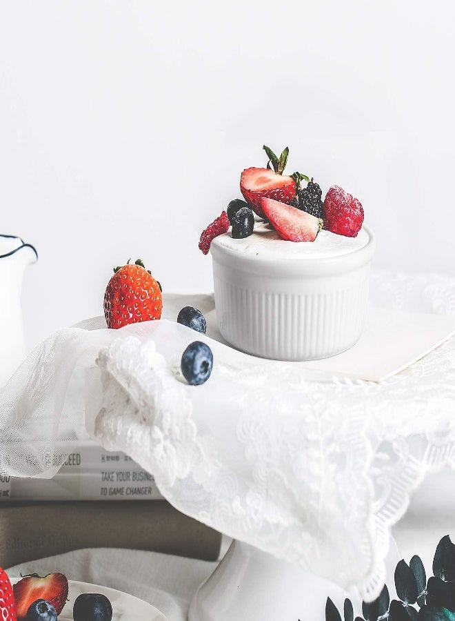 AKDC Comsaf 6 Oz Porcelain Ramekin Bowls For Baking, Souffle Dish For Creme Brulee, Custards, Pudding, Dessert, Ice Cream, Dipping Sauce, Set Of 6, White - Image 2