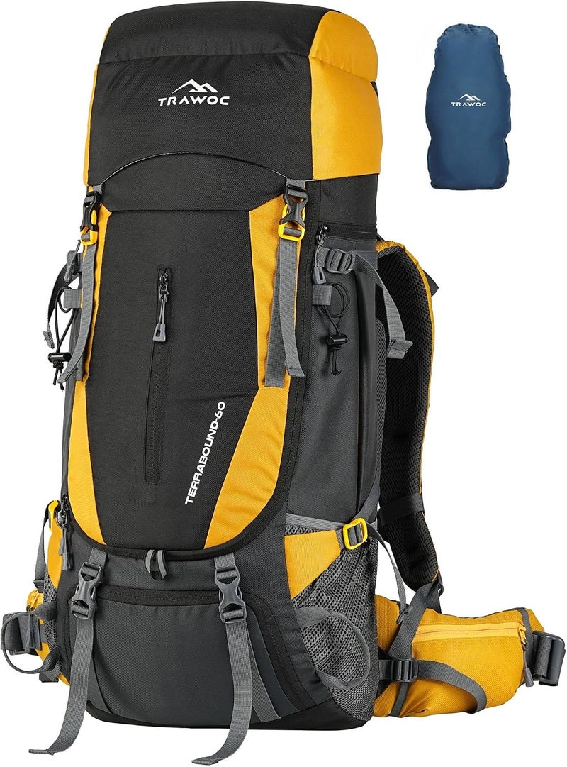 Trawoc TERRABOUND 60 Liter Camping Backpack Trekking Hiking Ruckssack Travel Bag Front & Top Loading Laptop/Rain Cover/Shoe Compartment, HK014 - Image 1