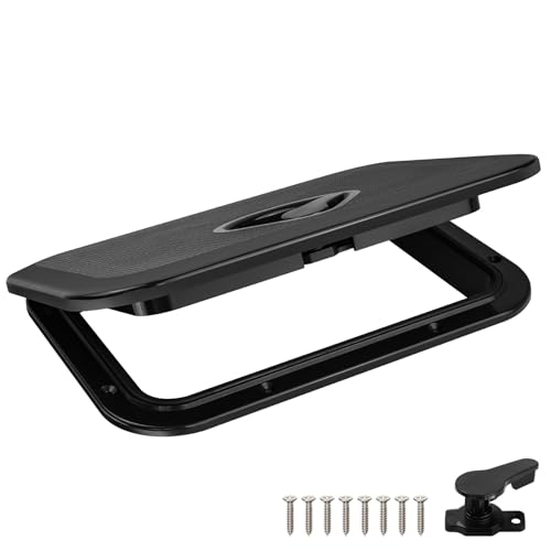 CLLOMAGY Marine Boat Hatch Deck Cover Lid,Marine Deck Access Hatch & Lid,10.63” X 14.76” Black Rectangle Boat Access Door for Bass/John/Fishing/Skiff/Sailboat/Yacht,Waterproof Cover Easy to Install,1PCS - Image 1