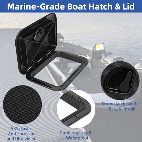 CLLOMAGY Marine Boat Hatch Deck Cover Lid,Marine Deck Access Hatch & Lid,10.63” X 14.76” Black Rectangle Boat Access Door for Bass/John/Fishing/Skiff/Sailboat/Yacht,Waterproof Cover Easy to Install,1PCS - Image 5