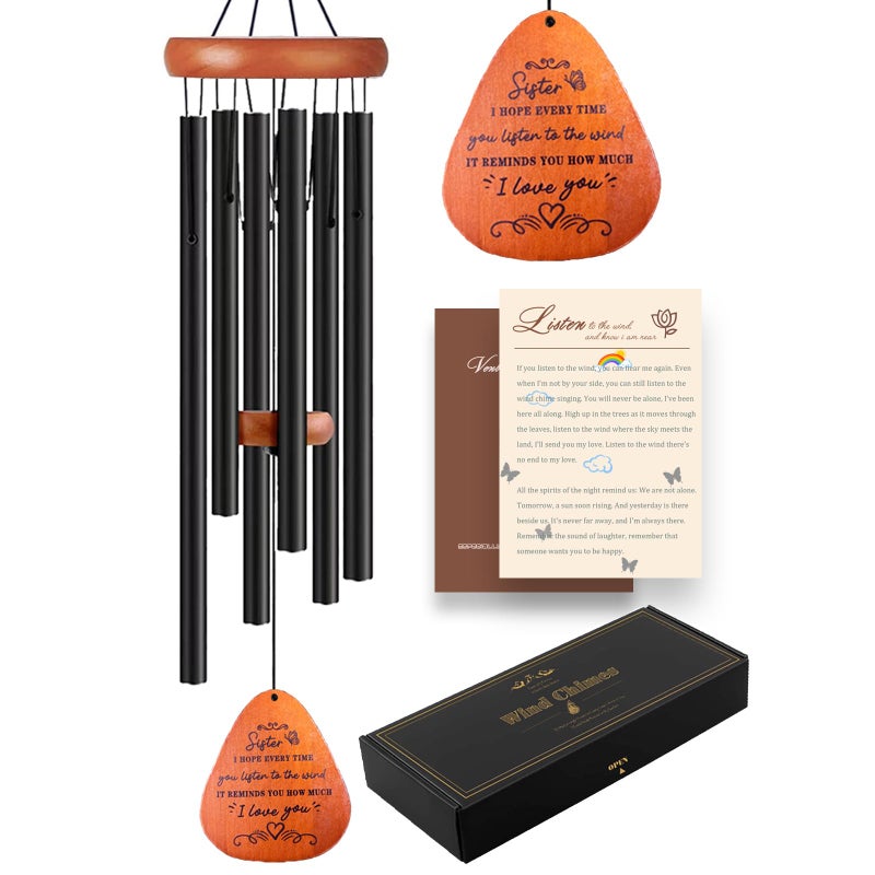 VENBEEL Sister Gifts, Sister Birthday Gift, 32" Sister Butterfly Wind Chimes, Sisters Gifts from Sister for Christmas Mothers Day - Image 1
