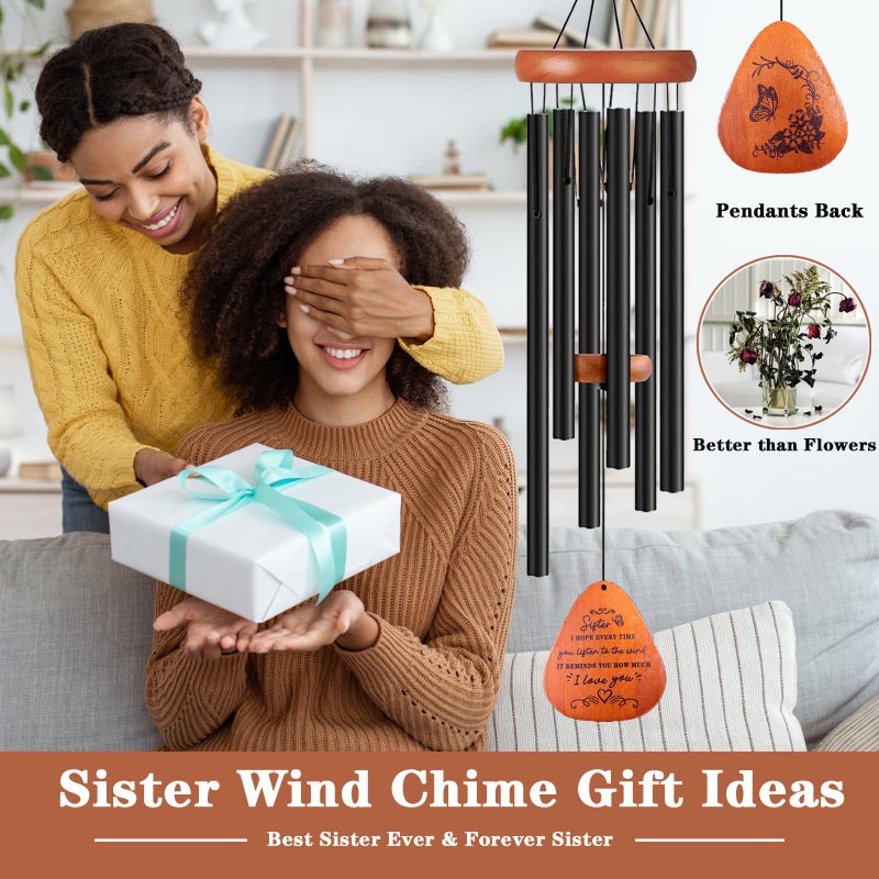 VENBEEL Sister Gifts, Sister Birthday Gift, 32" Sister Butterfly Wind Chimes, Sisters Gifts from Sister for Christmas Mothers Day - Image 2