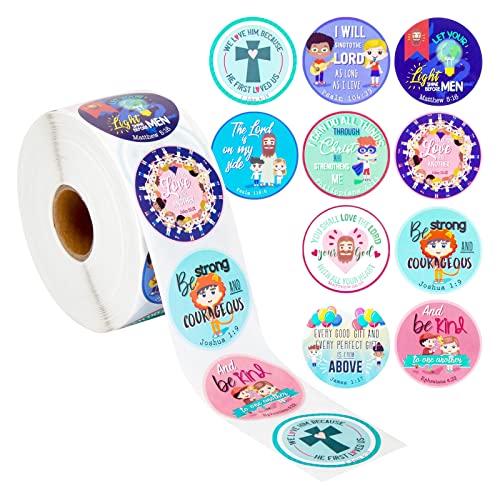 Infinite Curiosity Bible Verse Sticker Roll - Religious Stickers for Kids - Sunday School Crafts - Scripture Bible Study Supplies - Bulk 1000 Roll & Sunday School Supplies - 1.5in Dia, 1000ct - Image 1